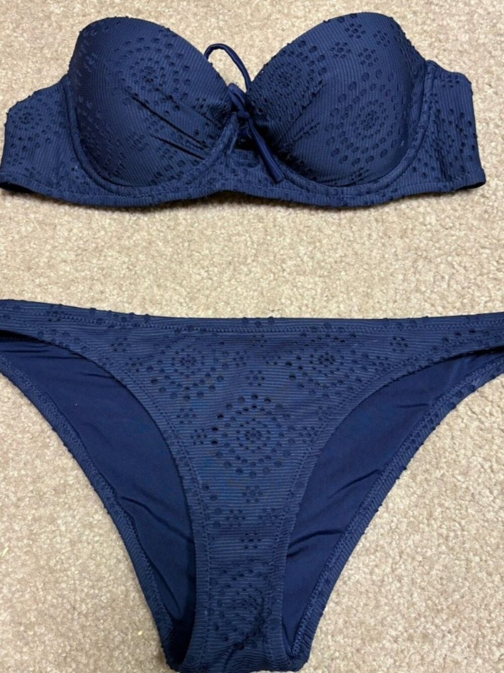 Aerie Bikini set Swim Cheeky Women Medium Navy Blue